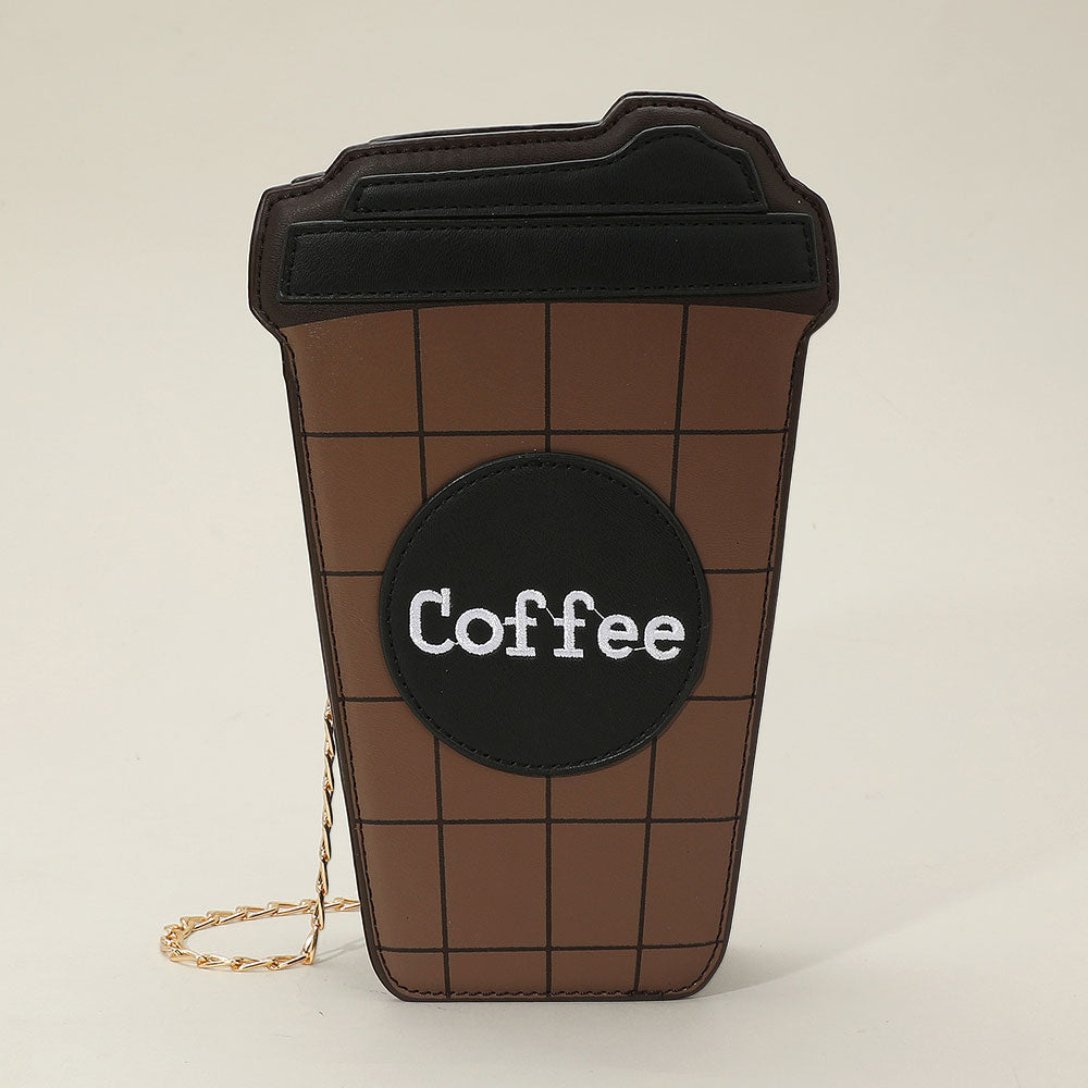 Faux Leather Coffee Cup Crossbody Bag