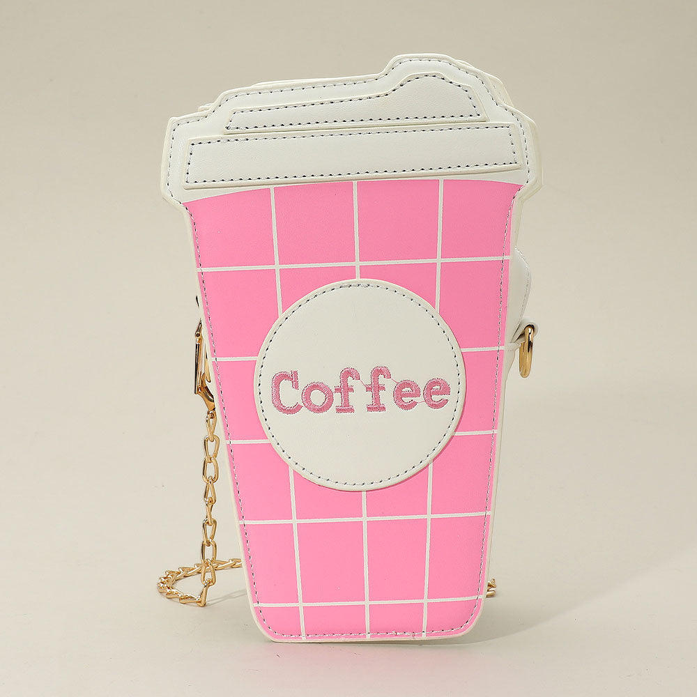 Faux Leather Coffee Cup Crossbody Bag