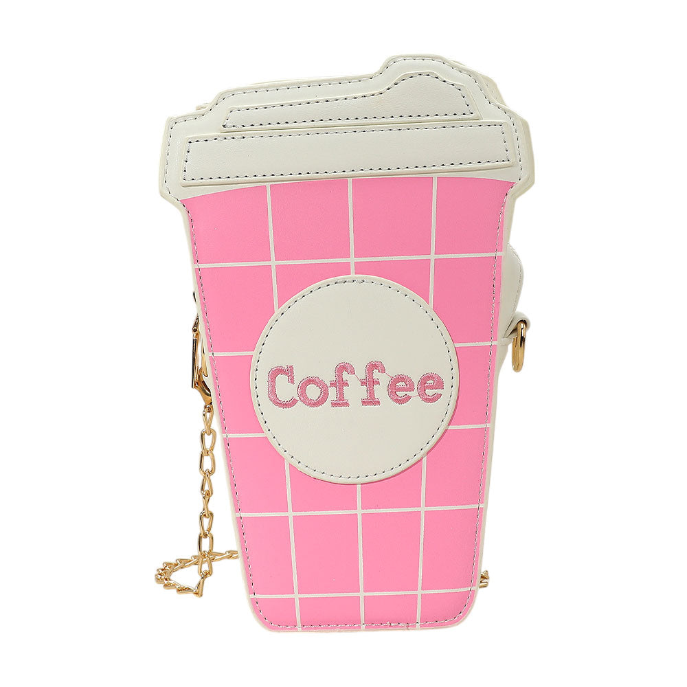 Faux Leather Coffee Cup Crossbody Bag