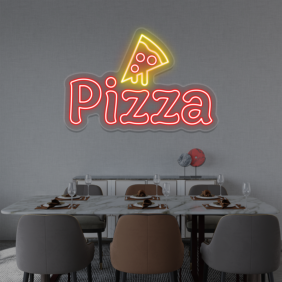 Pizza with Slice Neon Sign