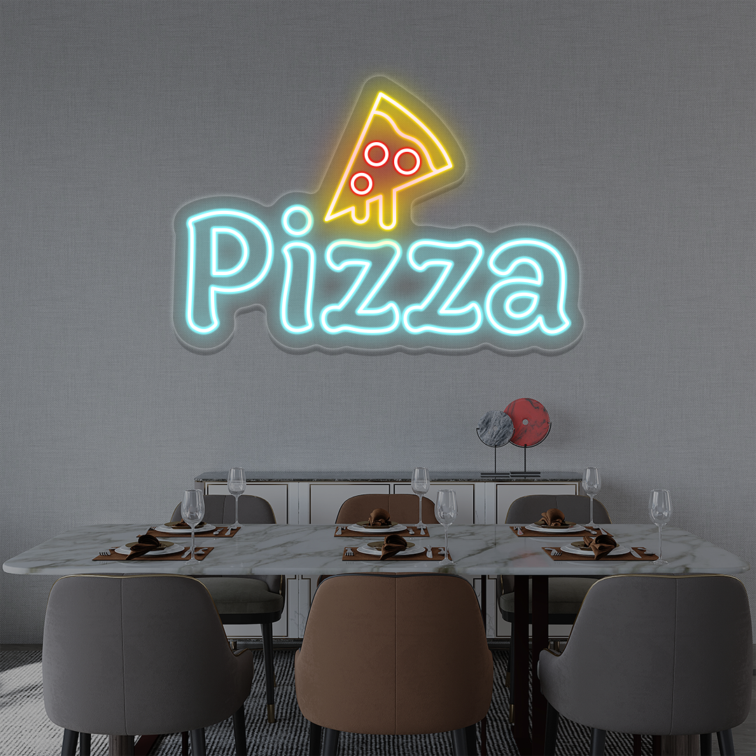 Pizza with Slice Neon Sign