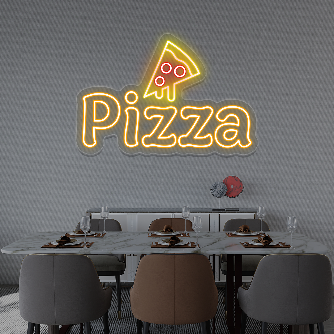 Pizza with Slice Neon Sign