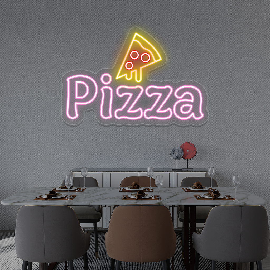 Pizza with Slice Neon Sign
