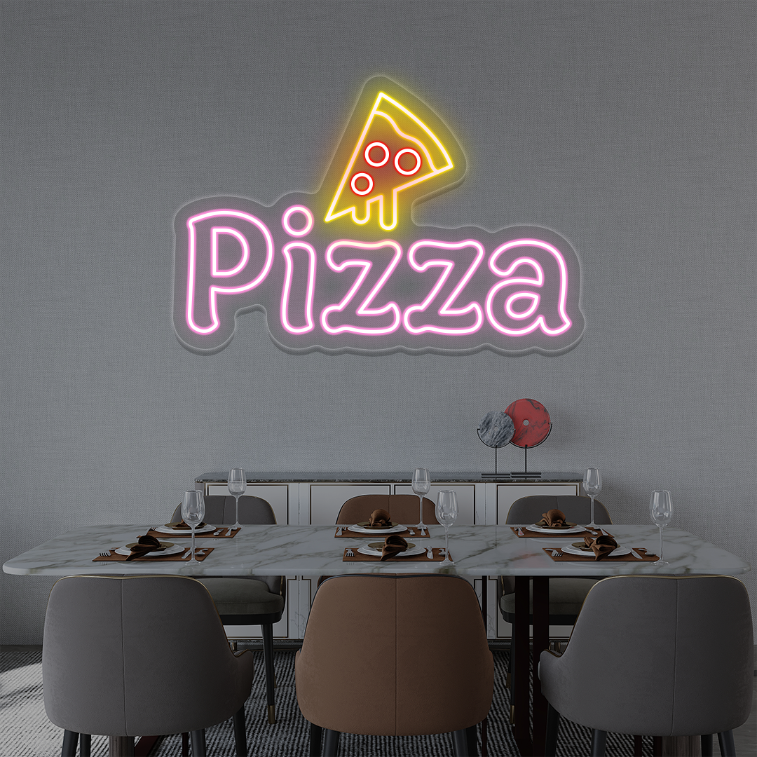 Pizza with Slice Neon Sign