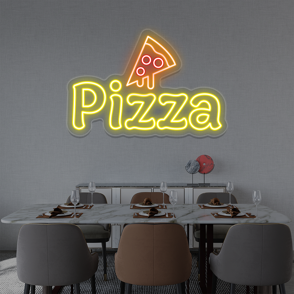 Pizza with Slice Neon Sign