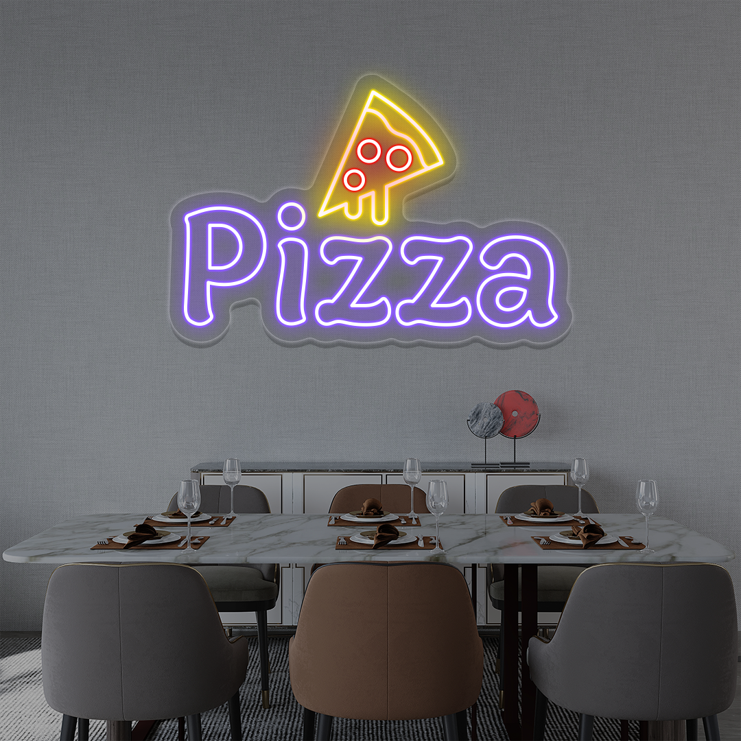 Pizza with Slice Neon Sign