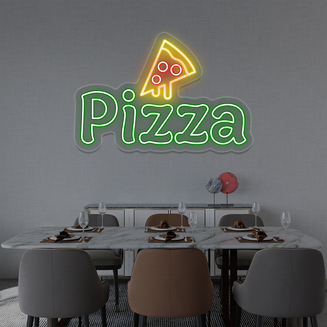 Pizza with Slice Neon Sign