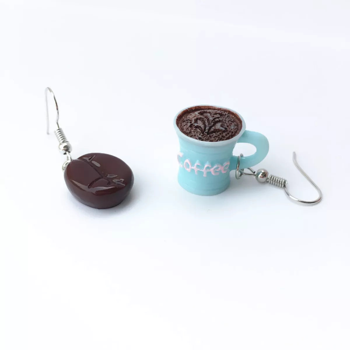Coffee Bean and Cup Drop Earrings