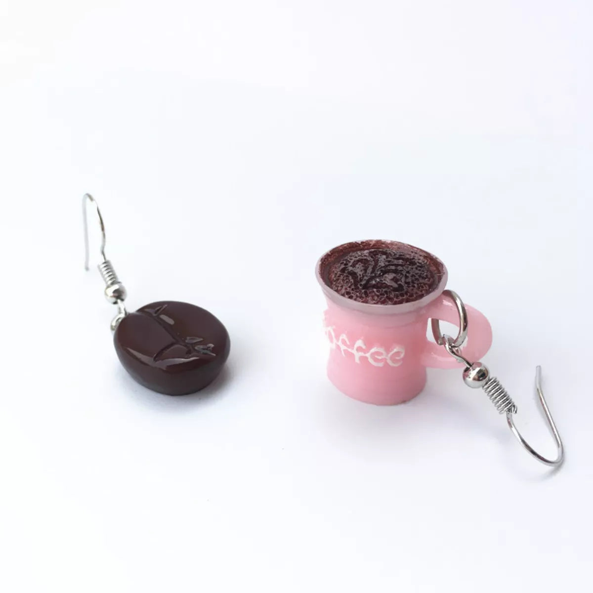 Coffee Bean and Cup Drop Earrings