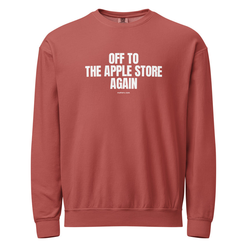 Off to The Apple Store again — Crewneck — Crimson (front)