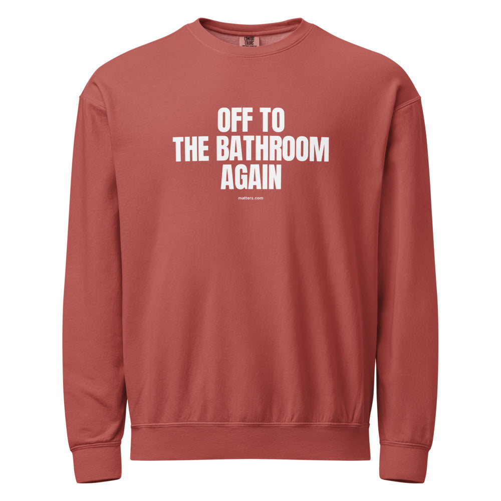 Off to The Bathroom again — Crewneck — Crimson (front)