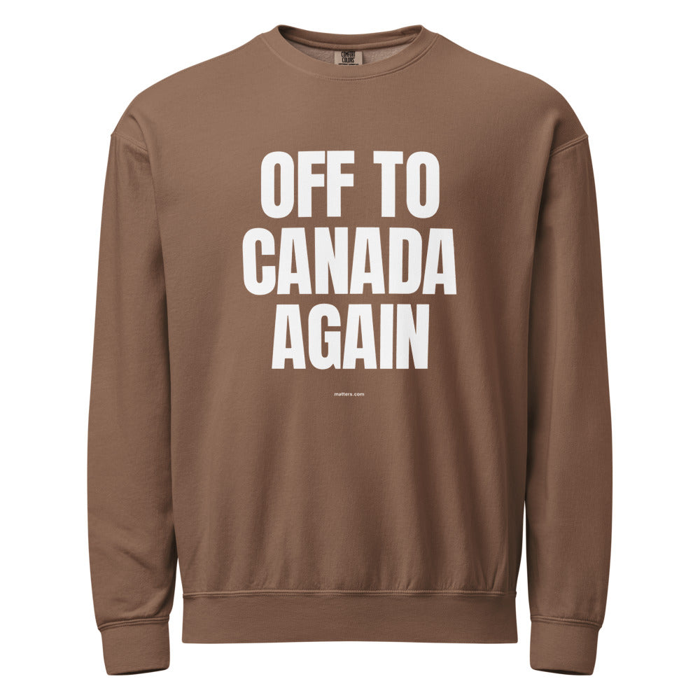 Off to Canada again — Crewneck — Espresso (front)