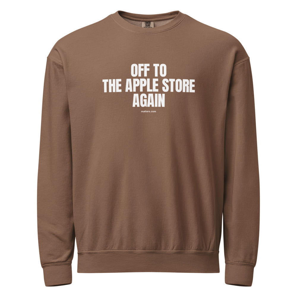 Off to The Apple Store again — Crewneck — Espresso (front)
