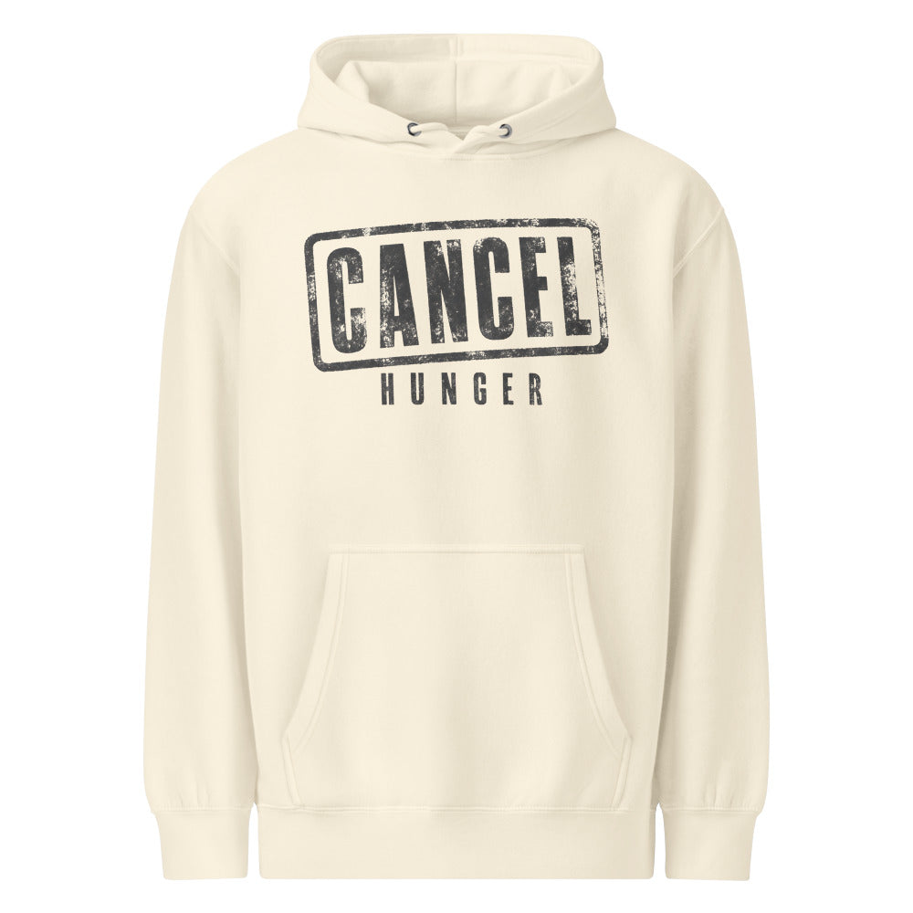 Cancel Hunger — Hoodie — Sandshell (front)